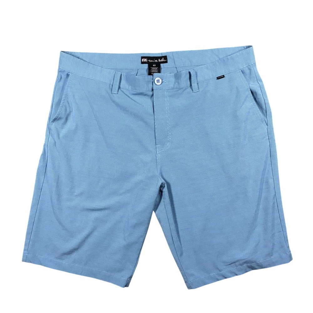 TravisMathew Mens Blue Micro Check Golf Shorts Size 40 Athleisure Preppy  Sporty
